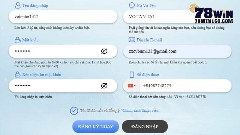 Hoàn tất quy trình đăng ký theo form mẫu